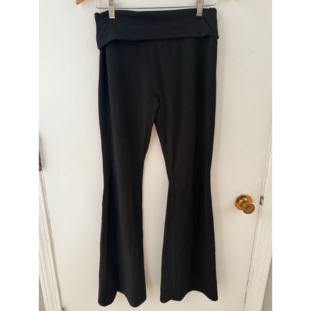 Alphalete Women’s XL Flared Leggings Black Fold Over Waistband Full Length Pants